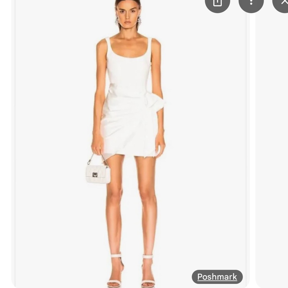 Cinq a Sept White Ruffled Sheath Mini Dress
